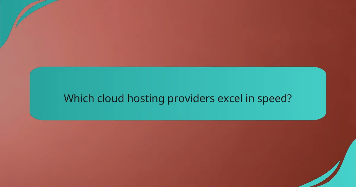 Which cloud hosting providers excel in speed?